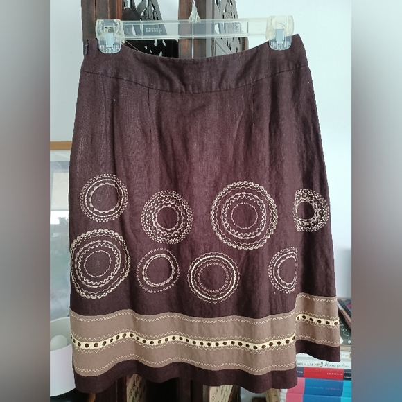 Talbots brown linen skirt. Size 2. Lined. - Picture 2 of 4